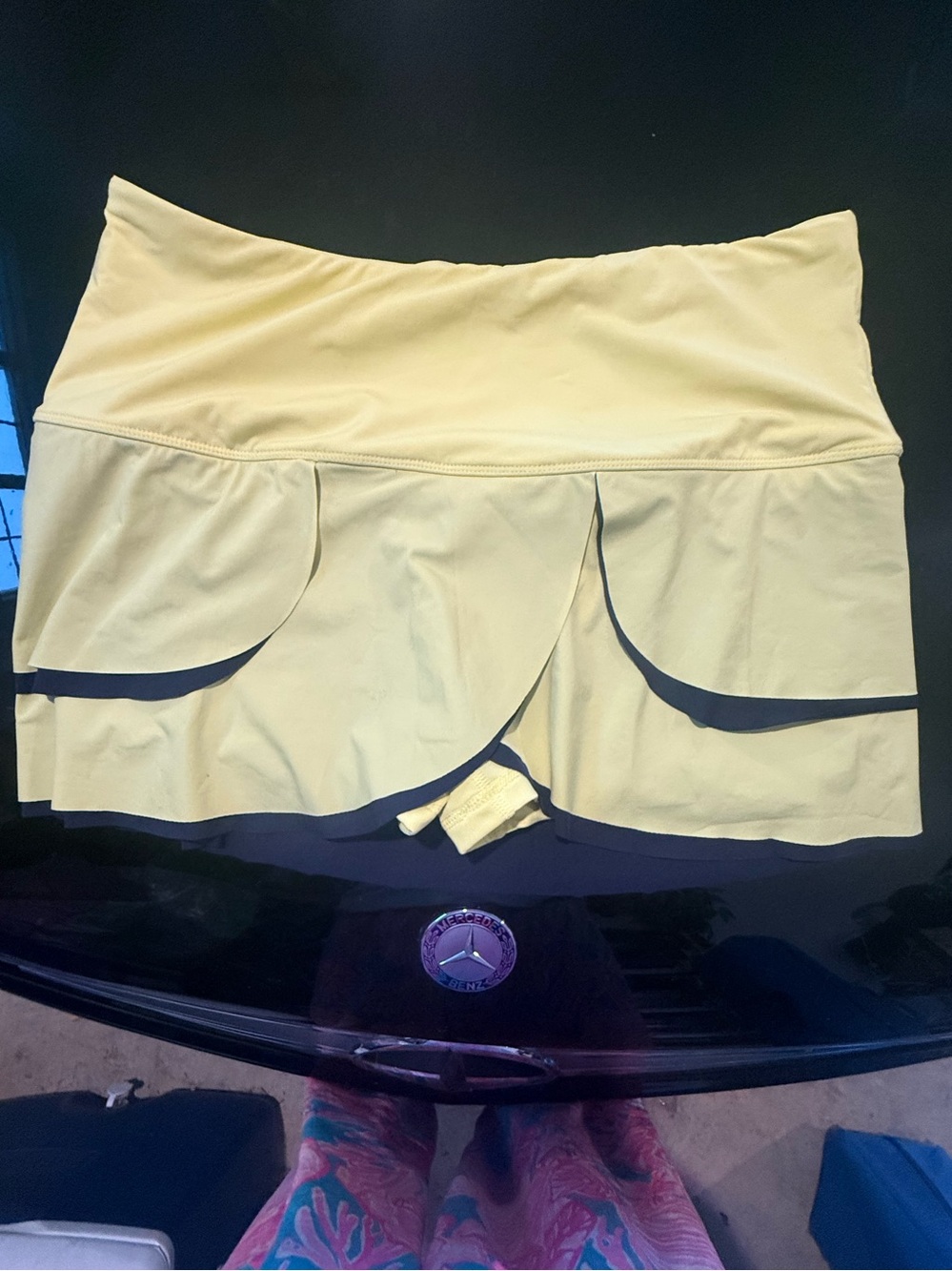 FILA Women’s Medium Yellow Navy Ruffle Tennis Skort Built-In Shorts